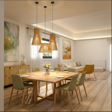 Diseño de un salón comedor y recibidor