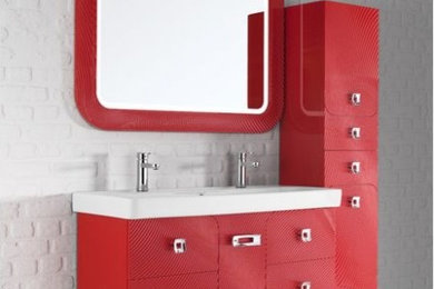 Комплект мебели для ванной комнаты Vod-ok Астрид-120 (5 ящиков) красный