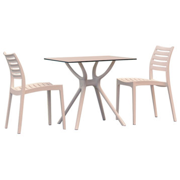 Ares Dining Set With 2 Chairs White
