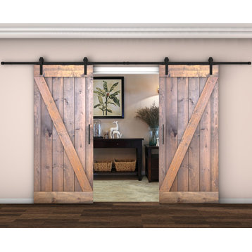 Solid wood barn door Made-In-USA with Hardware Kit(DIY), Brown, 72x84"h