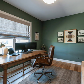 Executive Home Office with Rich Forest Green Walls