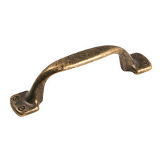 Rustic Square-Foot Drawer Handles, Antique Brass, Small, Set of 5