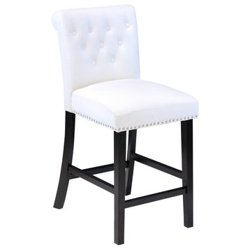 Markelo Velvet Counter Chairs, Set Of 2, White