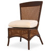 Grand Traverse Armless Dining Chair, Bisque With Exchange Straw Fabric