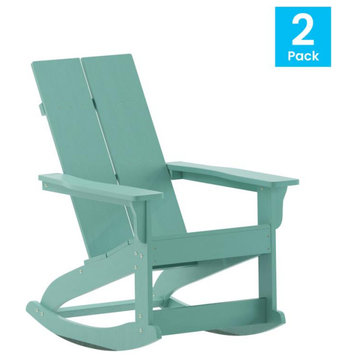 Finn Set of 2 Outdoor Rocking Adirondack Chair-Rust Resistant Hardware, Sea Foam