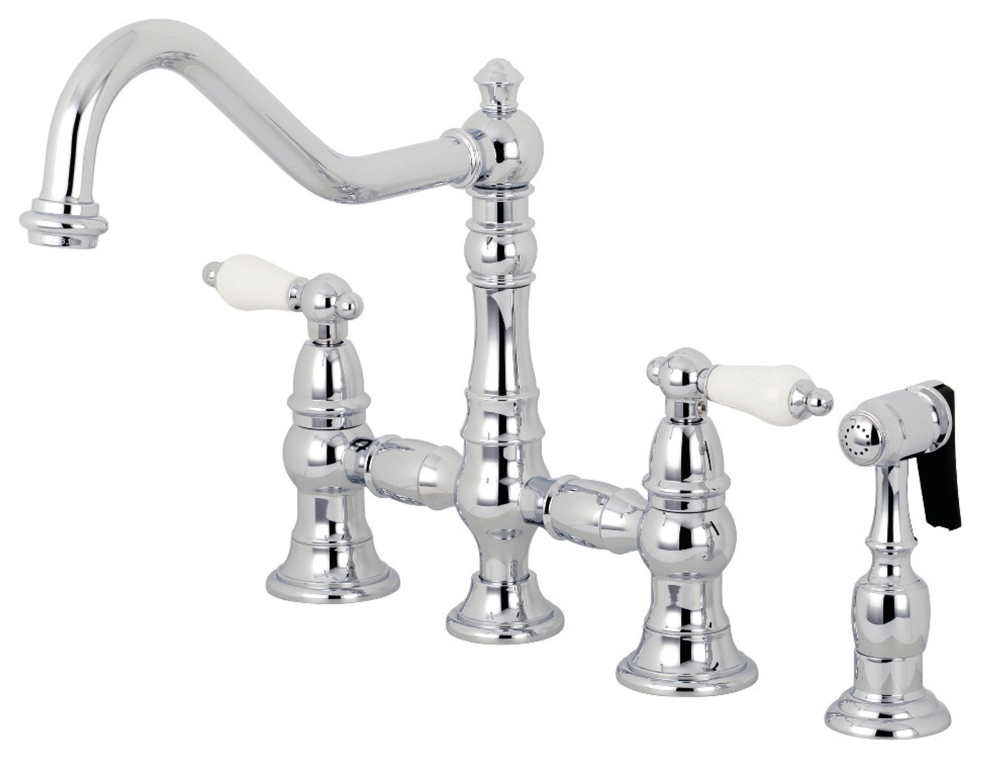 KS3271PLBS Restoration 8" Bridge Kitchen Faucet,Sprayer, Polished ...