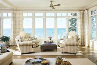 Living room - coastal living room idea in Grand Rapids