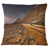 Brown Rocky Coast Portugal Cityscape Throw Pillow, 18"x18"