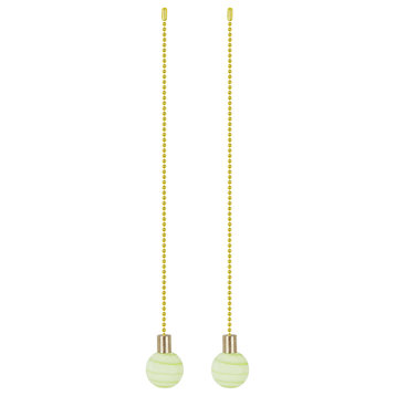 Aspen Creative 20510-X, 12" Glass Knob with Pull Chain, Green, Set of 2