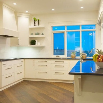 Absolute Black on White Cabinets