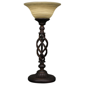 Elegante Table Lamp, Dark Granite, 10" Gray Linen Glass