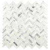 Bytle Bianco Herringbone Pattern Stone Glass Metal Multi Mosaic, Sample
