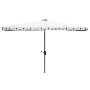 Safavieh Elegant Valance 6.5'x10' Rectangle Umbrella, White/Black