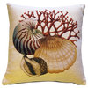 Pillow Decor - Coral and Shells Cream Nautical Throw Pillow