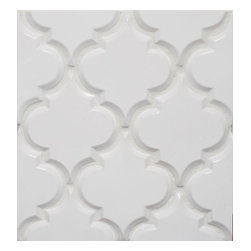 Mission Stone Tile - Beveled Arabesque Tile, White, Sample - Tile