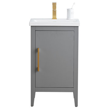 Vanity Art Vanity Cabinet With Sink and Top, Cashmere Gray, 20", Golden Brushed