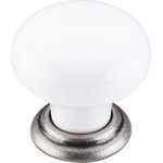Top Knobs - Large Knob 1 3/8" - Pewter Antique & White - Width - 1 3/8", Projection - 1 1/4", Base Diameter - 1"