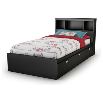 South Shore Spark Twin Mates Bed With Drawers And Bookcase Headboard (39'') Set
