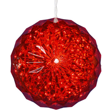Vickerman 6" Crystal Ball Christmas Ornament, 30 Red LED Lights