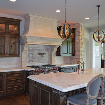 Custom Kitchen featuring Weston Cream Tumbled Dimensional Natural Stone Veneer