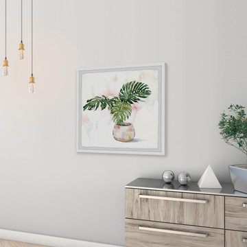 "Potted Monstera Deliciosa II" Framed Painting Print