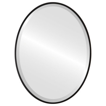 Medina Framed Oval Mirror, Matte Black, 25"x37"