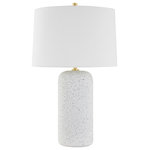 Mitzi - Margaret 1-Light Table Lamp, Aged Brass - A casual blue-grey terrazzo gives Margaret a natural texture and hints of Megan Molten's signature color, while elegant Aged Brass details add to the collection's versatility. Table lamps offer a welcoming glow when styled on an entryway console, while a pair of sconces complement the beauty of your favorite art piece. Part of our Megan Molten x Mitzi Tastemakers collection.