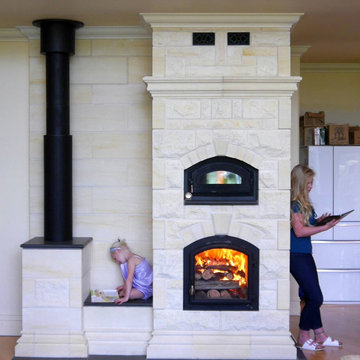 Masonry Heater with Bench