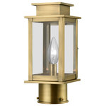 Livex Lighting - Princeton 1 Light Antique Brass Outdoor Mini Post Top Lantern - The Princeton collection is a fresh interpretation on the classic English pocket lantern. Hand crafted solid brass, our Princeton fixtures are built for lasting beauty. This outdoor post light features an antique finish and clear glass. This old world charm is built to last.