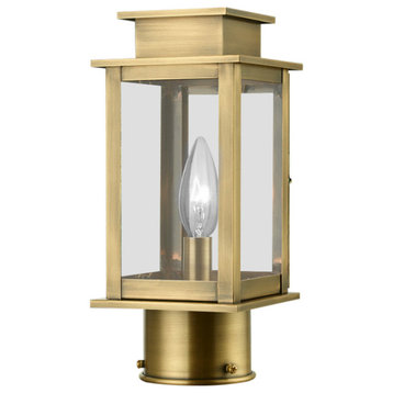 Princeton 1 Light Antique Brass Outdoor Mini Post Top Lantern