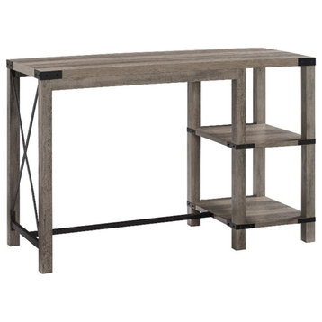 Pemberly Row 55" Wood and Metal X Kitchen Island in Gray Wash