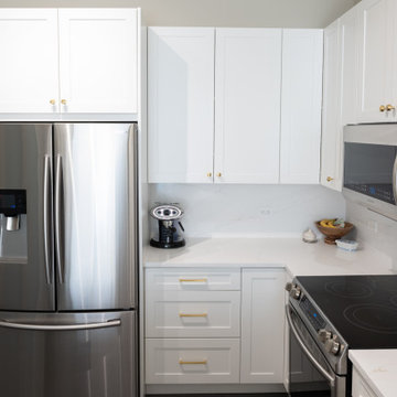 Contemporary Kitchen Remodel Done in a Painted White Shaker Door