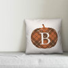 Plaid Pumpkin Monogram B 18x18 Spun Poly Pillow