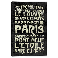 Wynwood Studio Fashion and Glam Wall Art Canvas Prints 'Parisian Road Sign' Road Signs - Gray, Gold