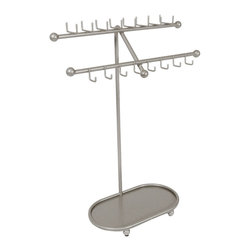 Designers Impressions - Designers Impressions JR21 Free Standing Jewelry Organizer, Silver Satin Nickel - Jewelry Boxes And Organizers