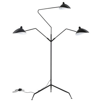Serge Mouille Three-Arm Floor Lamp, Black