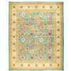 Contemporary One-of-a-Kind Patterned & Floral Handmade Area Rug, Teal, 12x15+