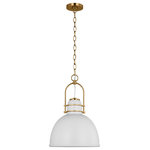 Visual Comfort & Co. - Upland 1-Light Indoor Extra Large Pendant Ceiling Light, Matte White/Brass - A refined take on a retro design, this metal pendant features a dome shade in a matte finish with Burnished Brass details.