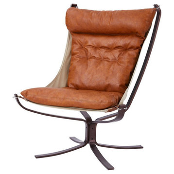 New Pacific Direct Maxton 19" Leather Chair in Moorland Caramel Brown