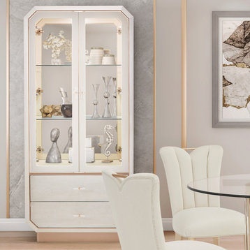 La Rachelle Display Cabinet with LED Lighting - Champagne