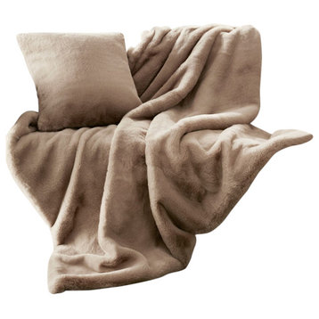 Croscill Sable Faux Fur Oversized Throw Blanket 60x70, Golden, Throw Blanket