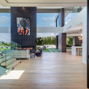 Bundy Drive Brentwood, Los Angeles luxury modern home open plan entry