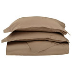 Blue Nile Mills - 530 Thread Count Solid Duvet Cover & Pillow Sham Bed Set, Taupe, Twin - Description: