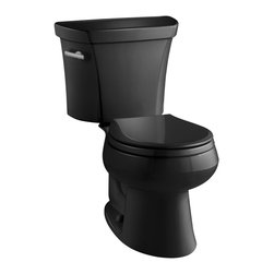 Kohler K-3977-7 Wellworth Round-Front 1.6 gpf Toilet, Black Black - Toilets