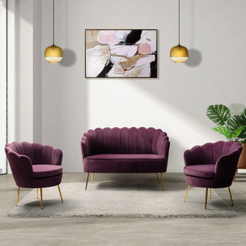 Upholstered 52" Loveseat With Tufted Back, Purple