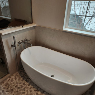 Shower pan with tub