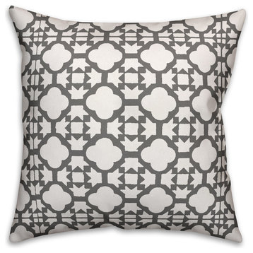Gray Morrocan Pattern 16"x16" Outdoor Pillow