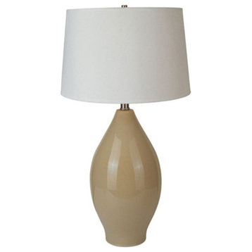 28" Ceramic Table Lamp, Beige