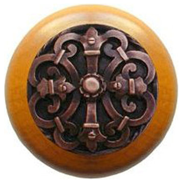 Chateau Maple Wood Knob, Antique-Style Copper