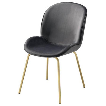 ACME Chuchip Side Chair in Gray Velvet and Gold